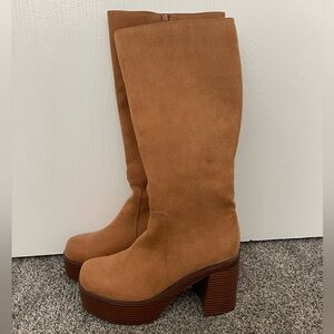 NWOT Tan Platform Knee-High Boots